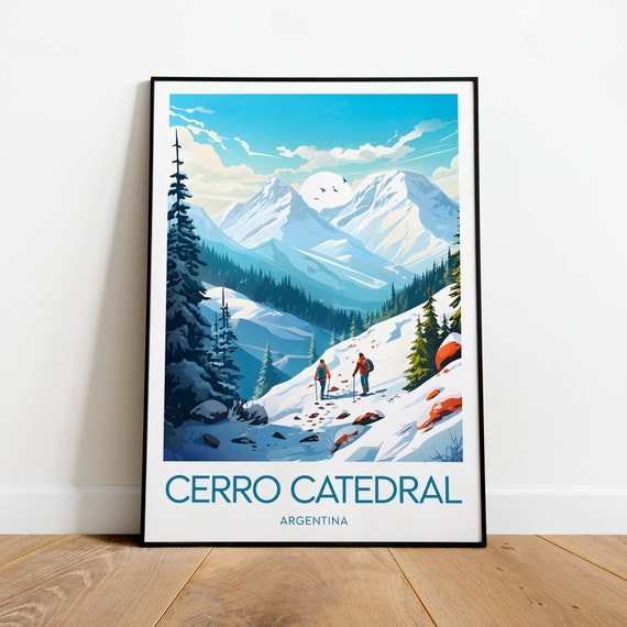 Cerro Catedral Travel Print Argentina Cerro Catedral Poster Ski Poster Ski Resort Print Ski Artwork Wedding Gift Birthday