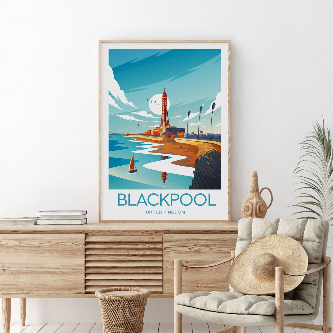 Blackpool Tower Beachfront with Iconic Landmark Tower Poster