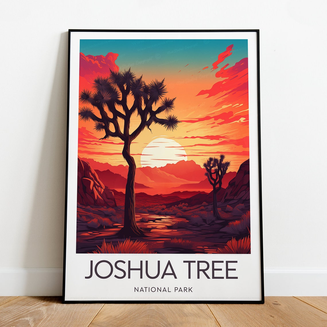 Joshua Tree National Park Sunset Desert Silhouette Travel Poster