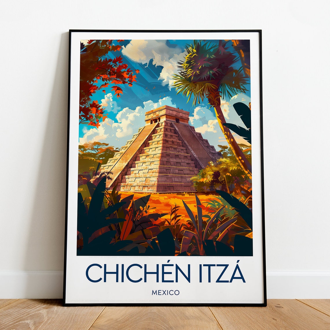 Chichen Itza Mexico Mayan Temple Pyramid Jungle Ruins Travel Poster - Image 2
