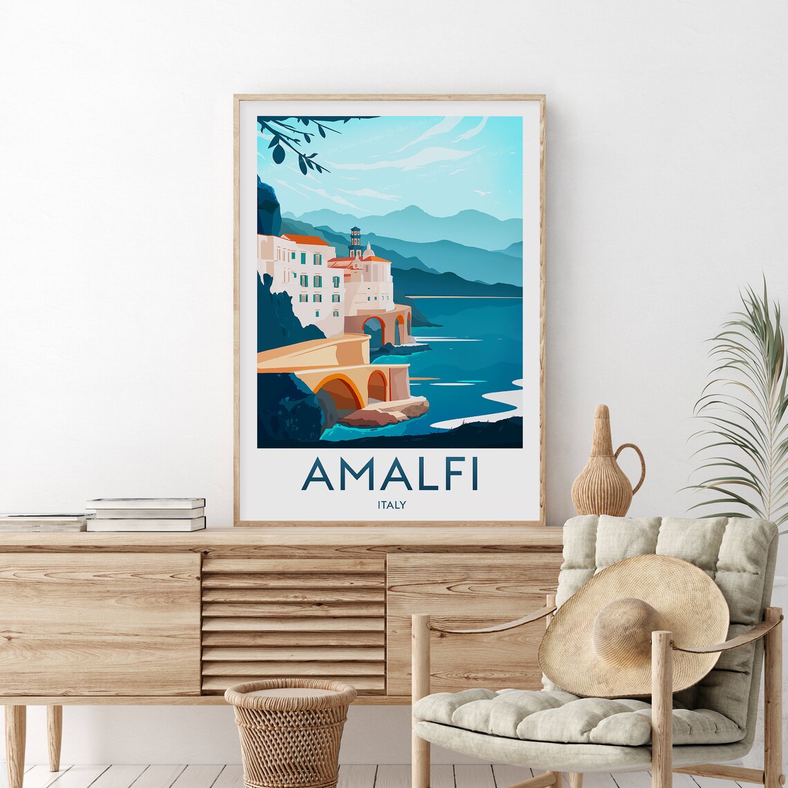Amalfi Italy Mediterranean Coastal Cliffs Vintage Travel Poster - Image 2