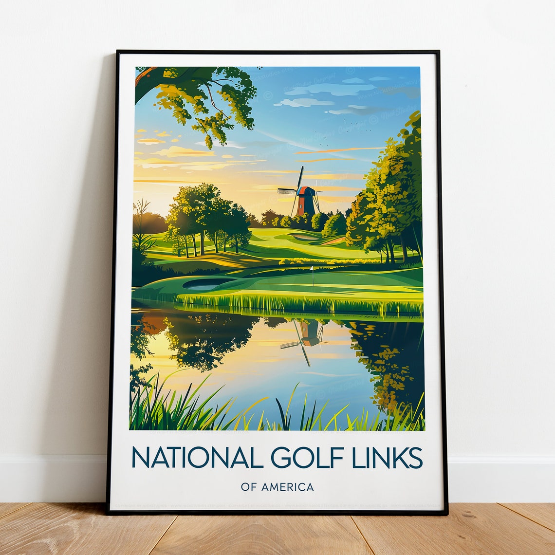 National Golf Links of America Windmill Lake Reflection Day Poster