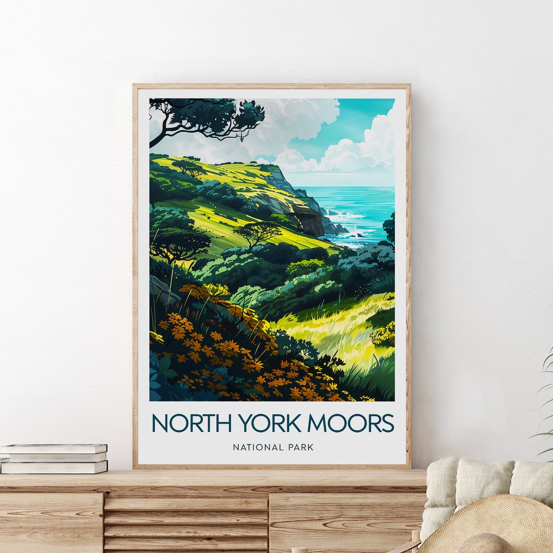 North York Moors National Park Green Cliffs Sea Travel Poster - Image 2