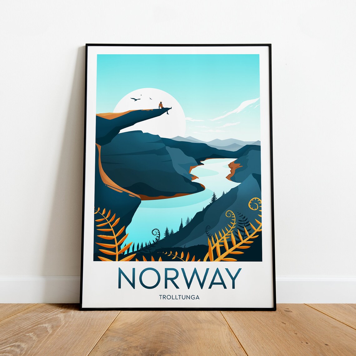 Norway Trolltunga Rock Overhang Fjord Adventure Travel Poster