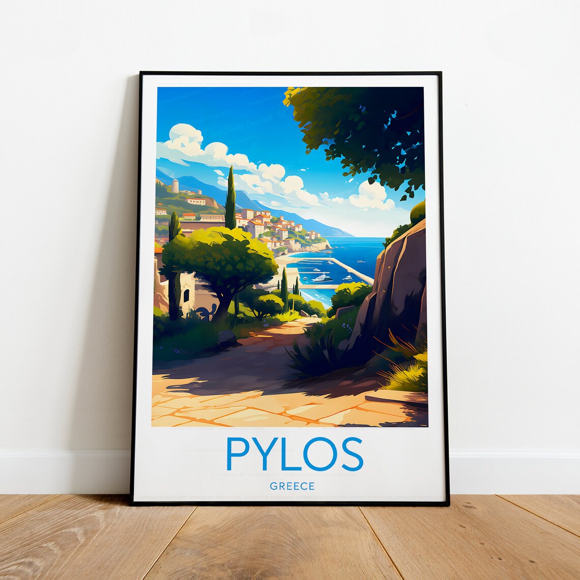 Pylos Greece Travel Vintage Coastal Town Mediterranean Art Poster - Image 2
