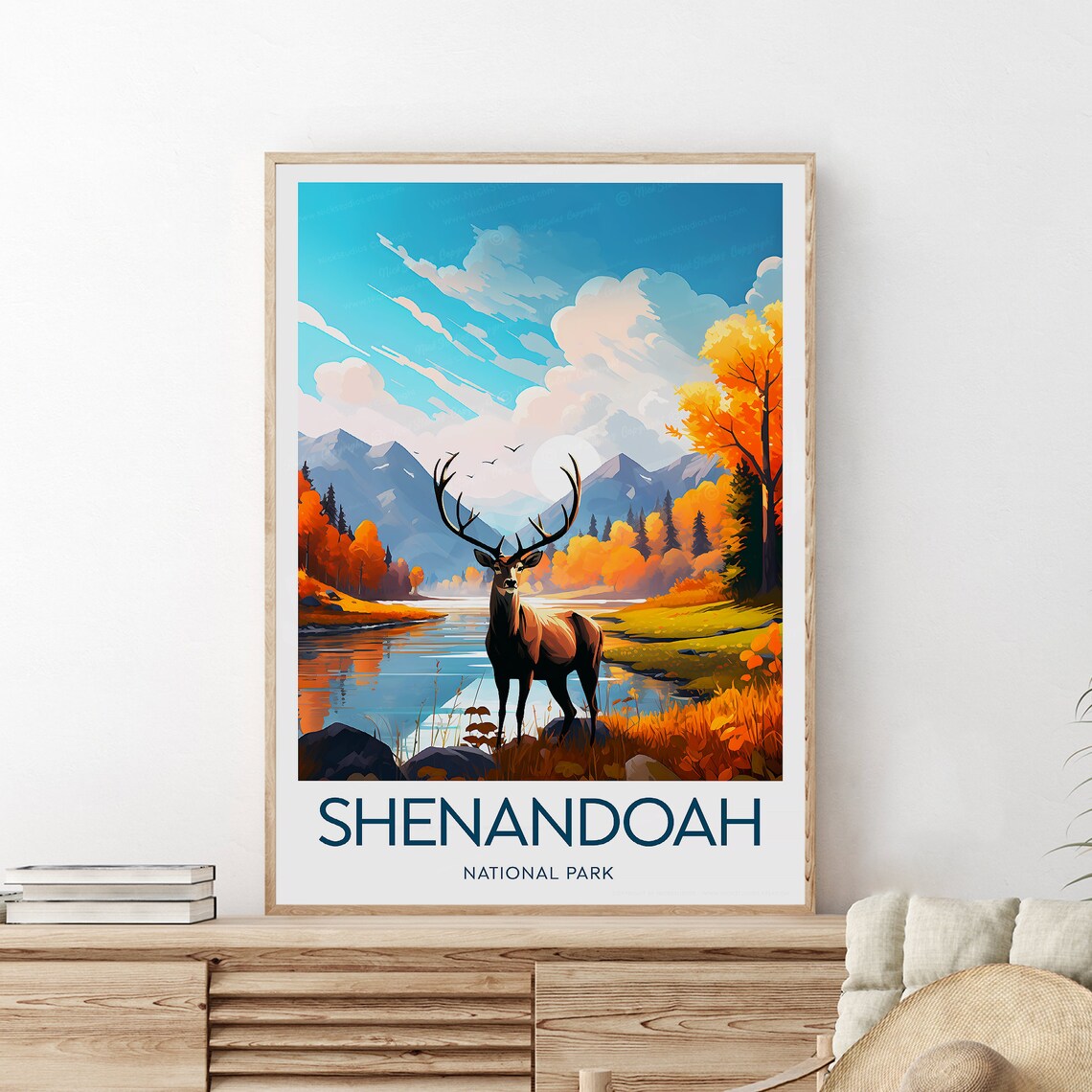 Shenandoah National Park Autumn Elk Lake Vintage Travel Poster - Image 2