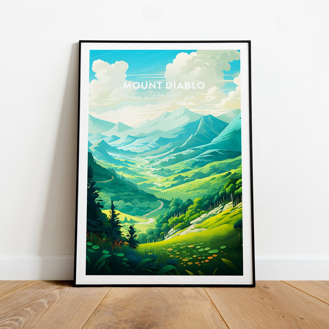 Mount Diablo California Green Valley Mountain Landscape Poster
