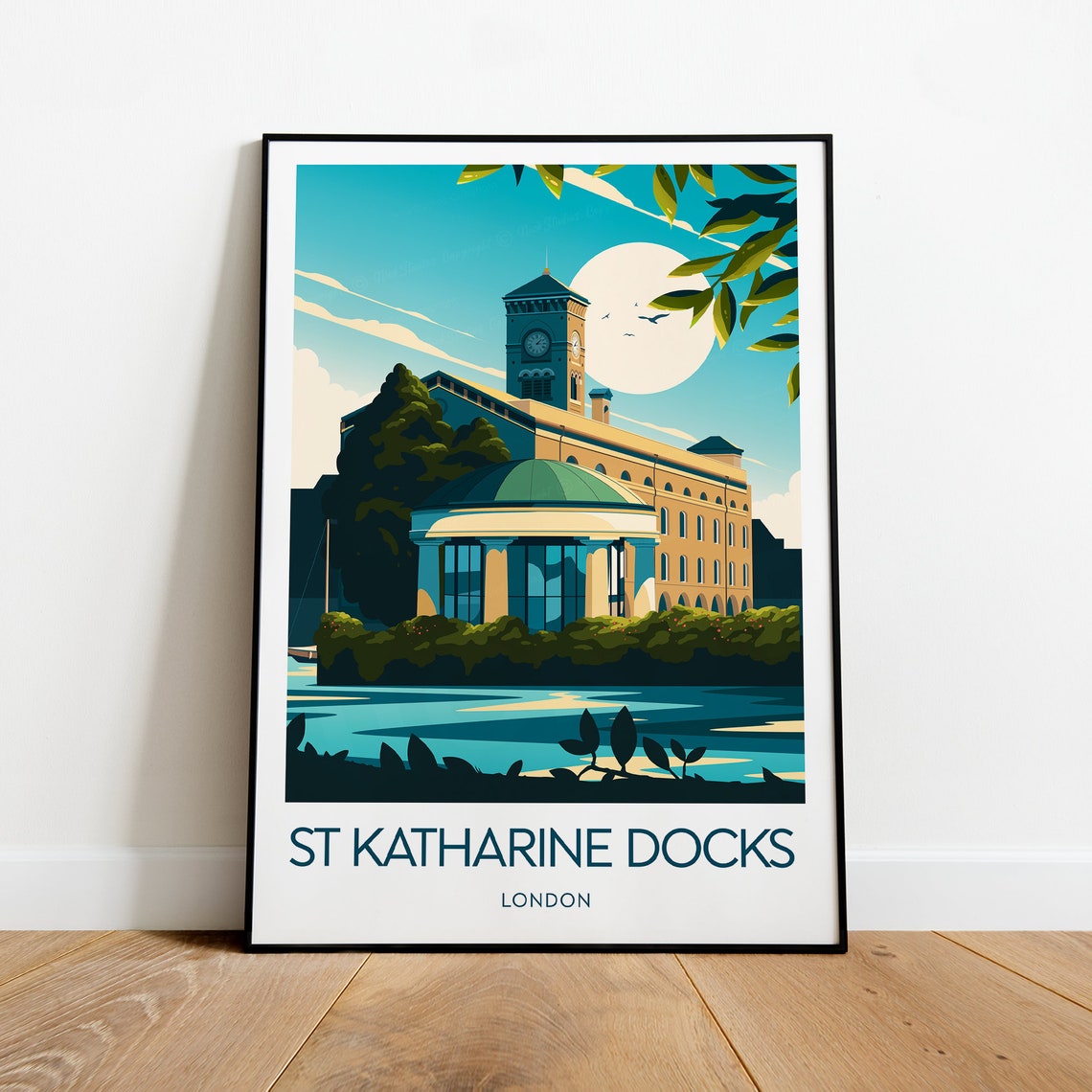 St Katharine Docks London Historic Marina and Clock Tower Poster