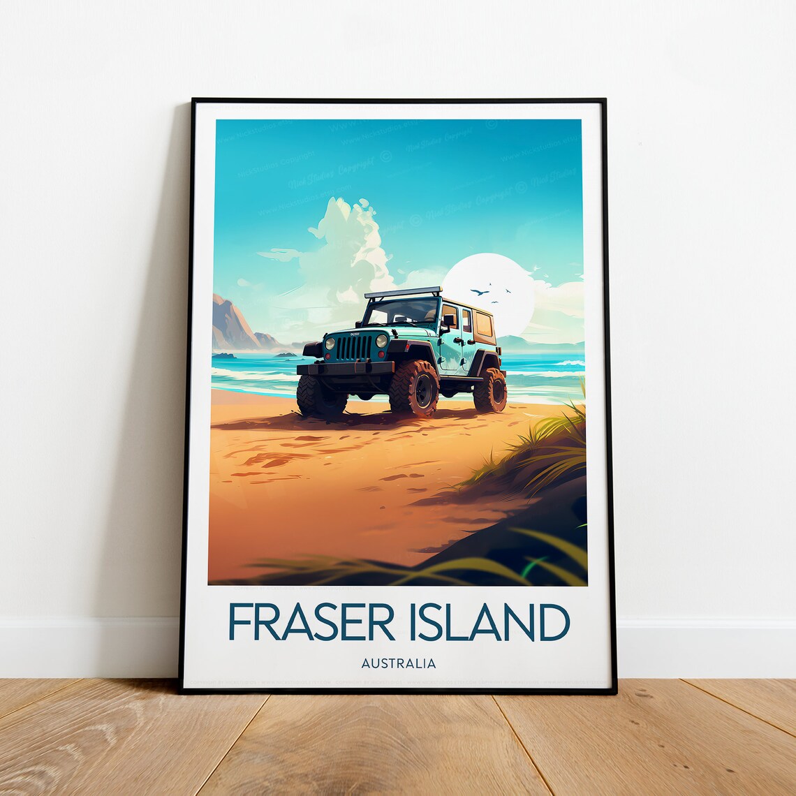 Fraser Island Australia Beach 4x4 Jeep Adventure Travel Poster - Image 2