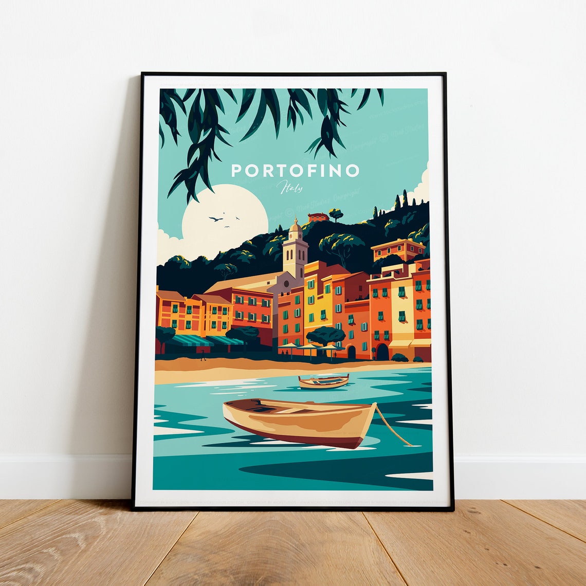Portofino Traditional Travel Print Italy Portofino Poster Portofino Artwork Italy Print Birthday Gift Wedding - Image 2