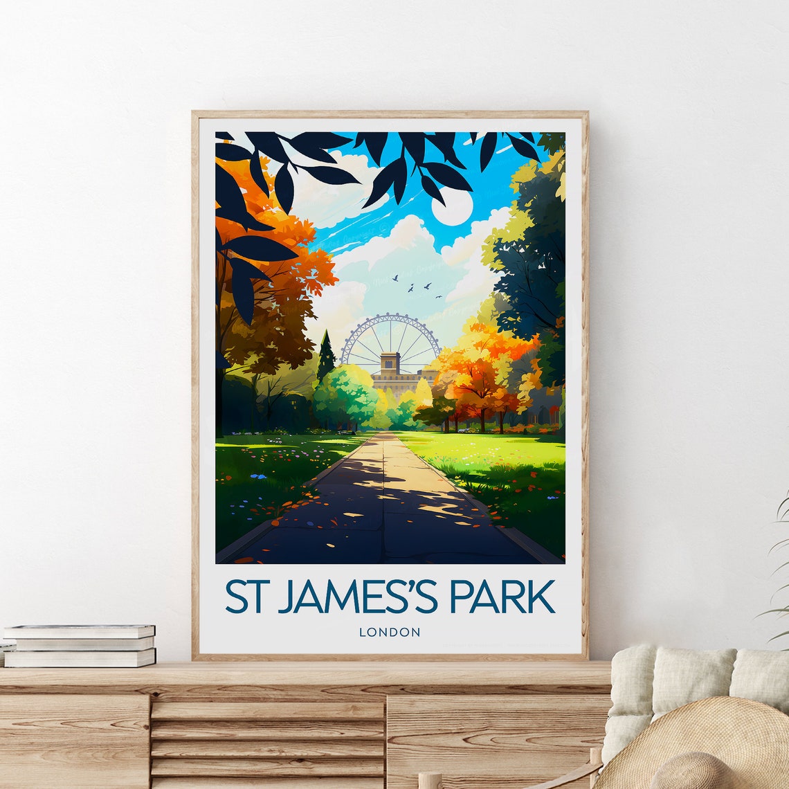 St James's Park London Eye View Through The Trees Travel Poster - Image 2