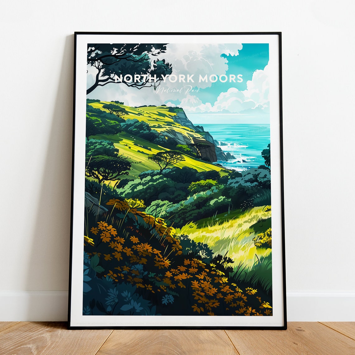 North York Moors National Park Coastal Cliffs England Travel Poster