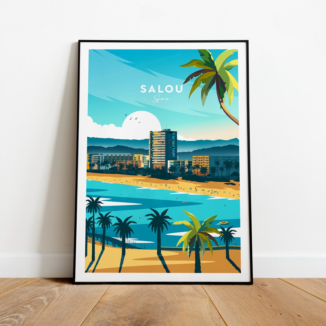 Salou Spain Beachfront Resort Skyline at Golden Sunset Travel Poster - Image 2