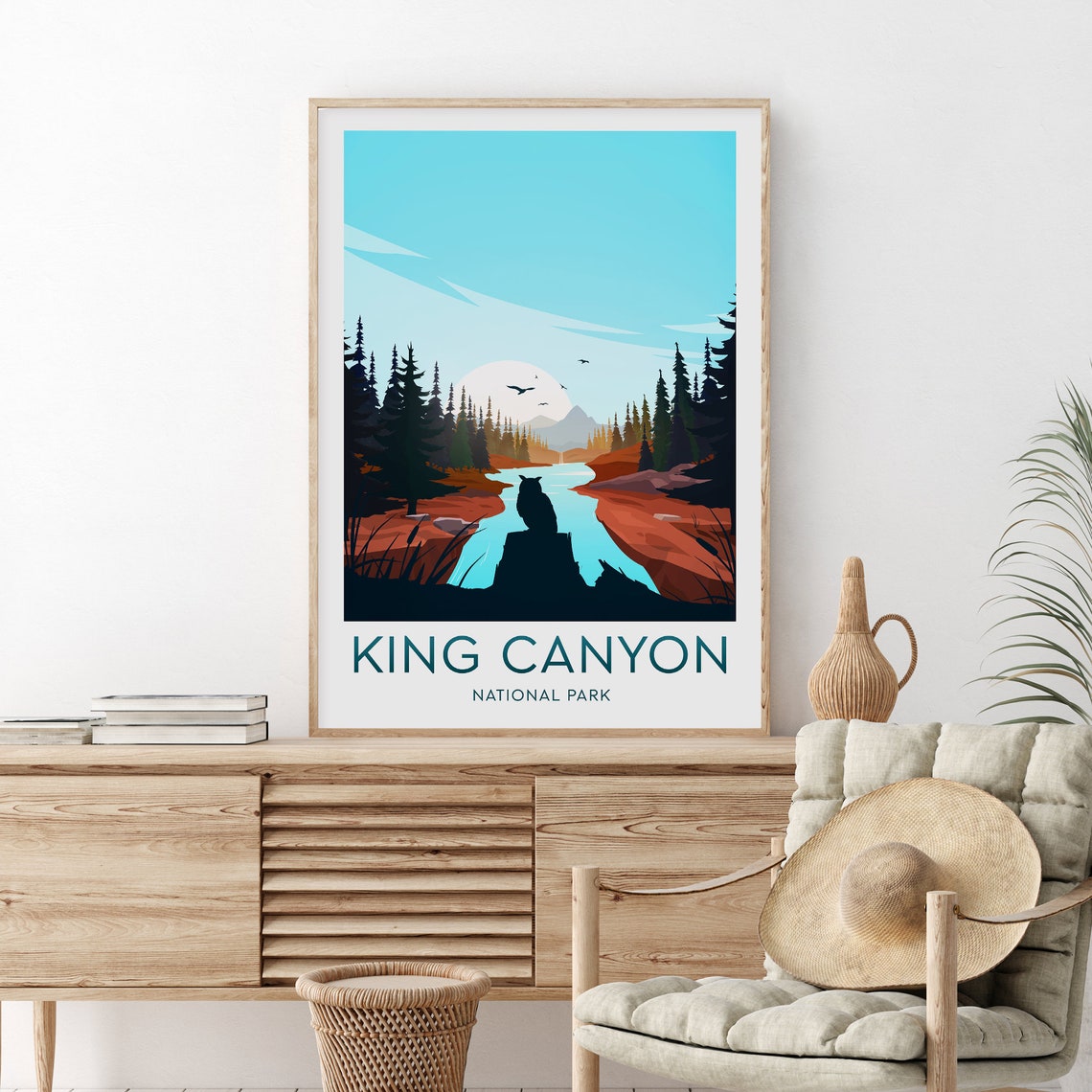 King Canyon National Park Winding River Pine Forest Travel Poster