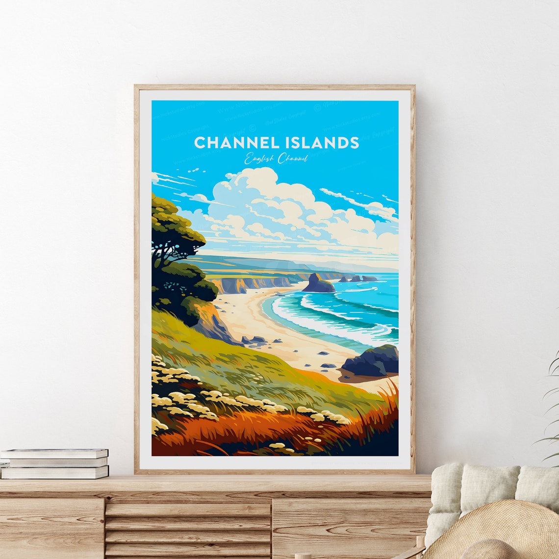 Channel Islands English Channel Beach Cliffs Turquoise Poster - Image 2