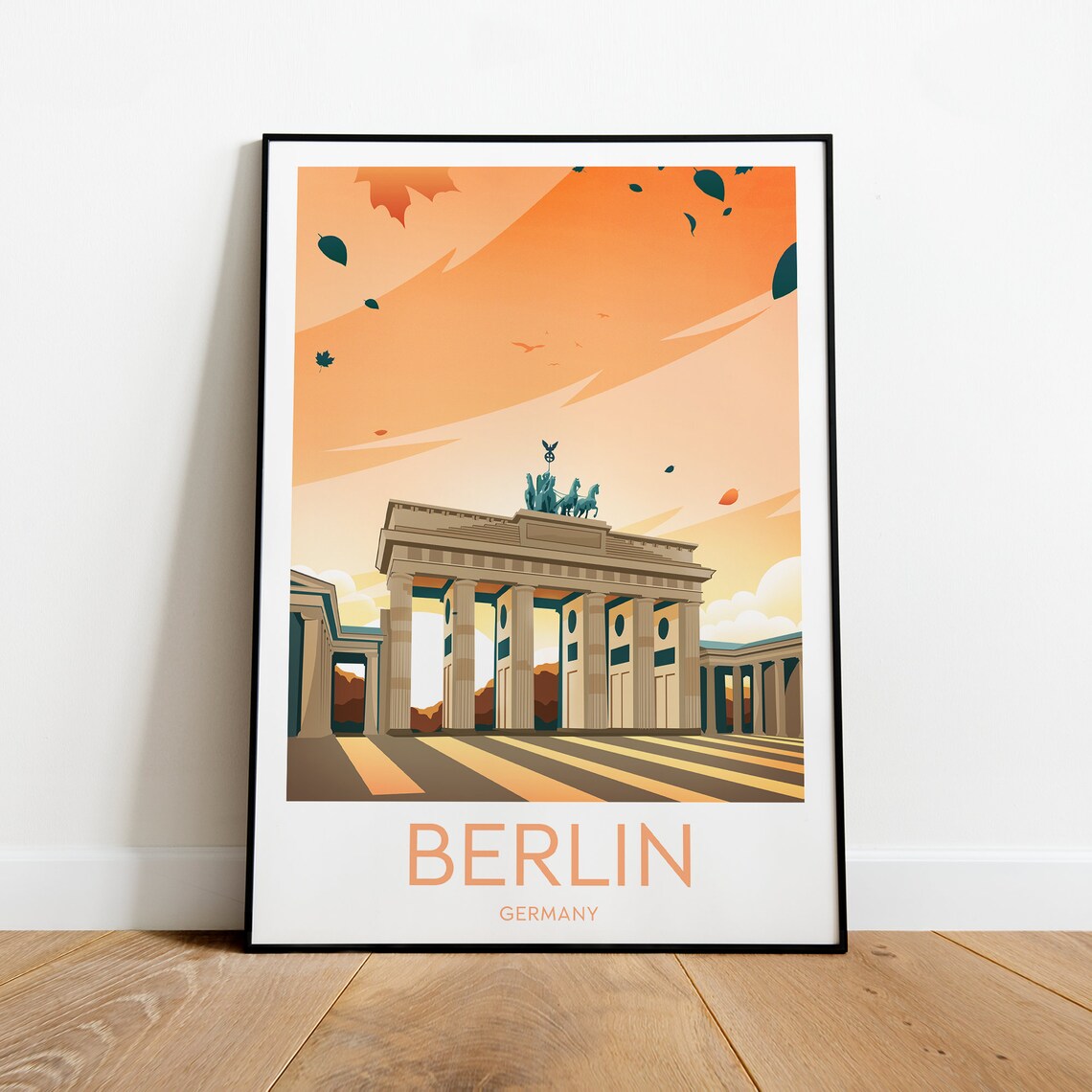 Berlin Germany Brandenburg Gate Autumn Evening Sunset Travel Poster - Image 2