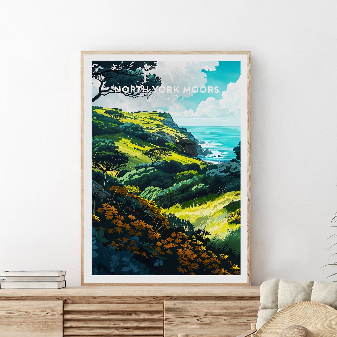 North York Moors National Park Coastal Cliffs England Travel Poster - Image 2