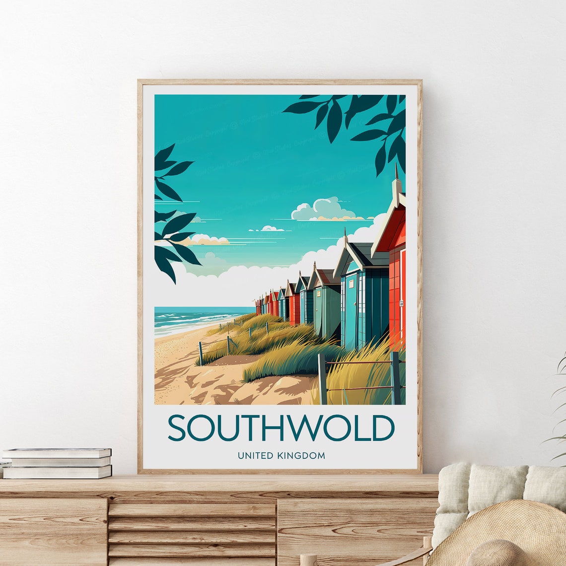 Southwold United Kingdom Beach Huts Dunes Suffolk Travel Poster - Image 2