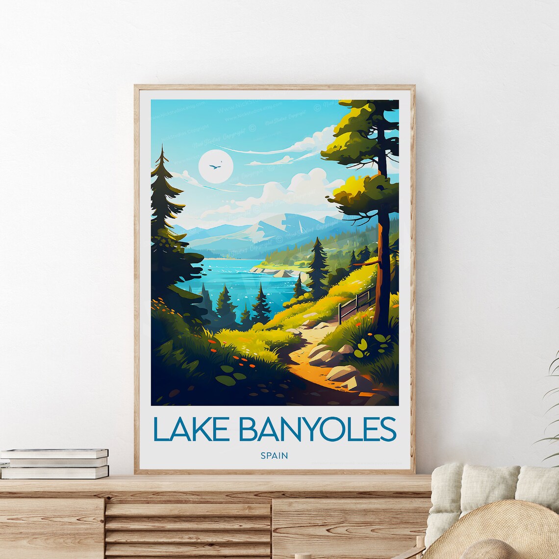Lake Banyoles Spain Classic Edition Scenic Mountain Lake Poster - Image 2