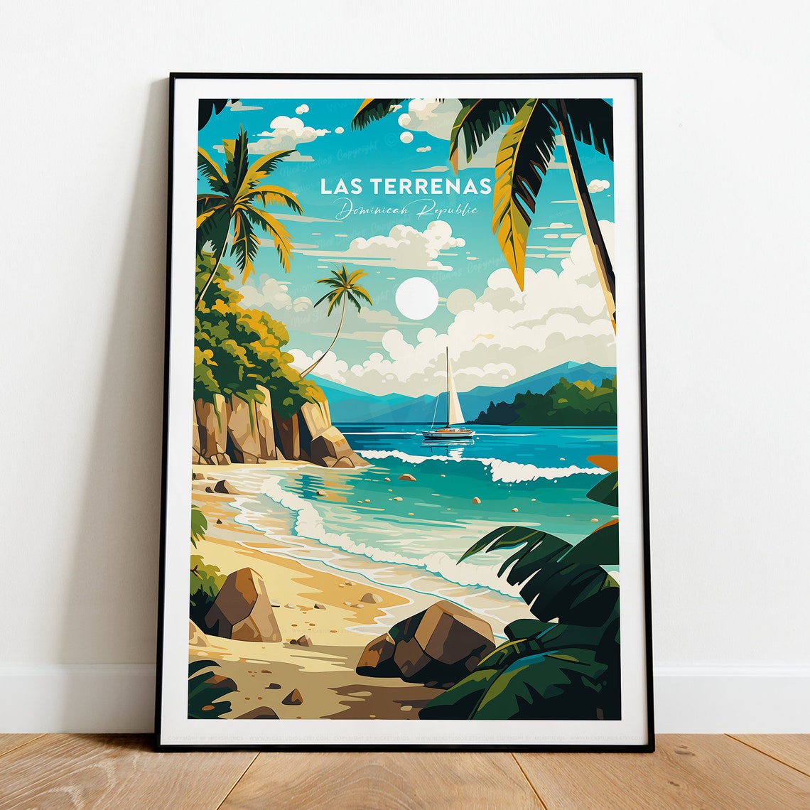 Las Terrenas Dominican Republic Palm Beach Sailboat Caribbean Poster