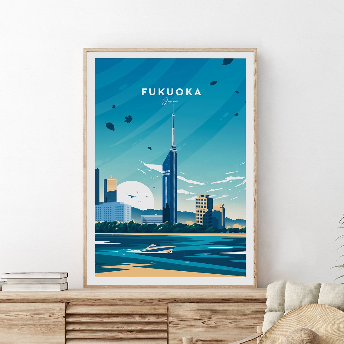 Fukuoka Traditional Travel Print Japan Fukuoka Poster Fukuoka Print Japan Poster Wedding Gift Birthday - Image 2