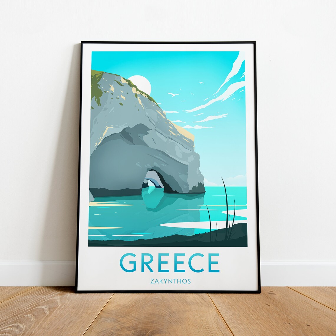 Zakynthos Greece Natural Sea Arch Turquoise Coast Travel Poster - Image 2