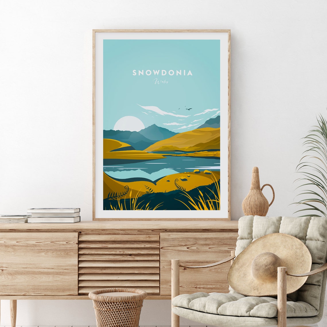 Snowdonia Wales Eryri Mountain Lake Golden Sunset Peaks Poster - Image 2