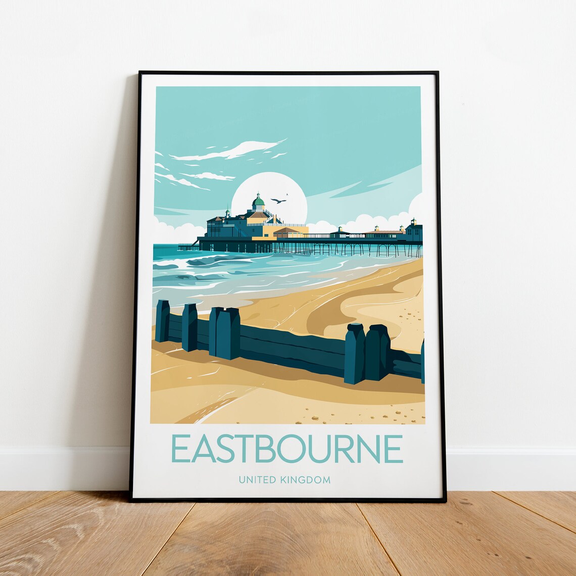 Eastbourne England Victorian Pier Beach Groynes Coast Poster