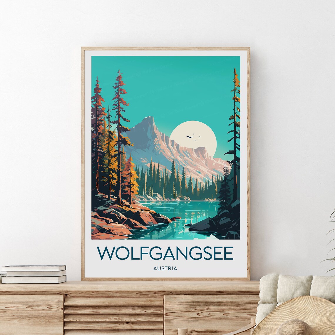 Wolfgangsee Austria Alpine Lake Mountain Forest Travel Poster