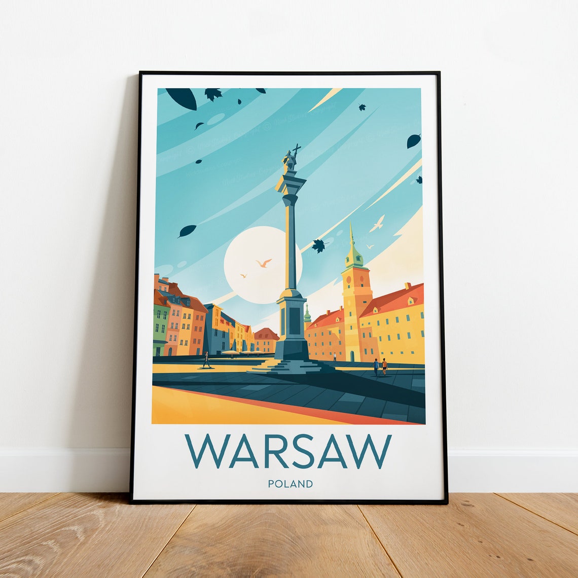 Warsaw Castle Square with Sigismund Column Poland Old Town Poster