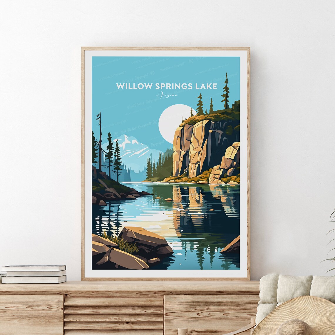 Willow Springs Lake Arizona Rocky Cliff Lake Nature Travel Poster - Image 2
