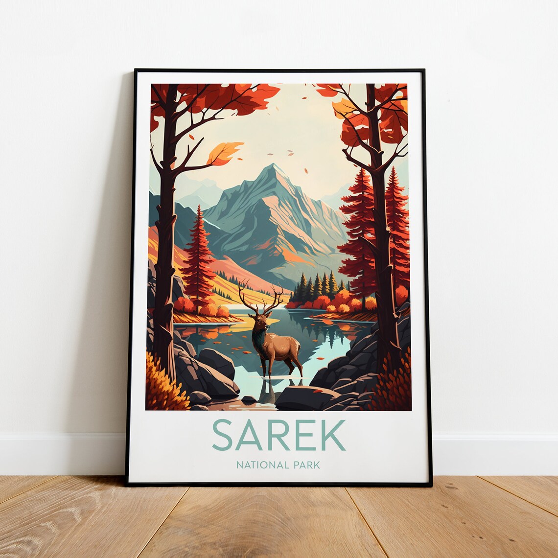 Sarek National Park Sweden Fall Foliage And Elk At The Lake Poster