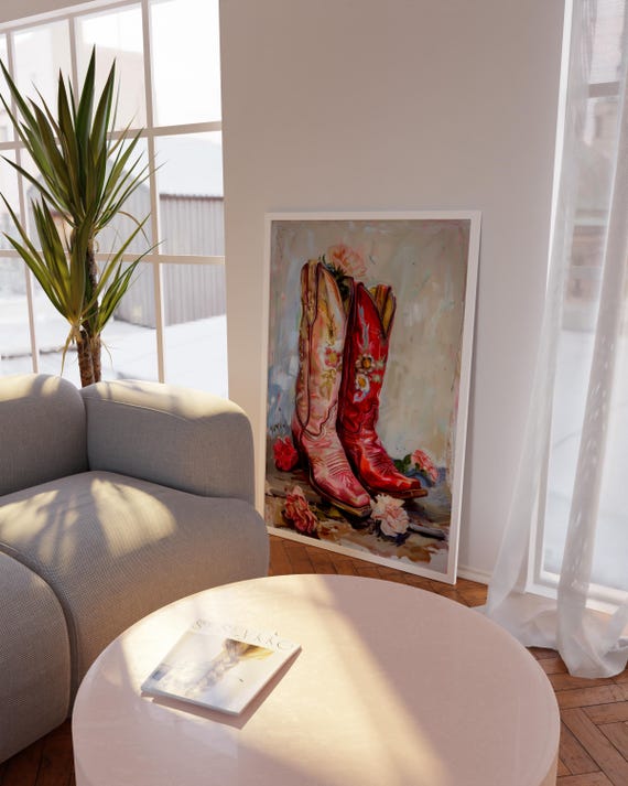 Cowgirl Boots Wall Art Artistic Cowboy Boot Posters Rustic Vintage Decor Preepy Room