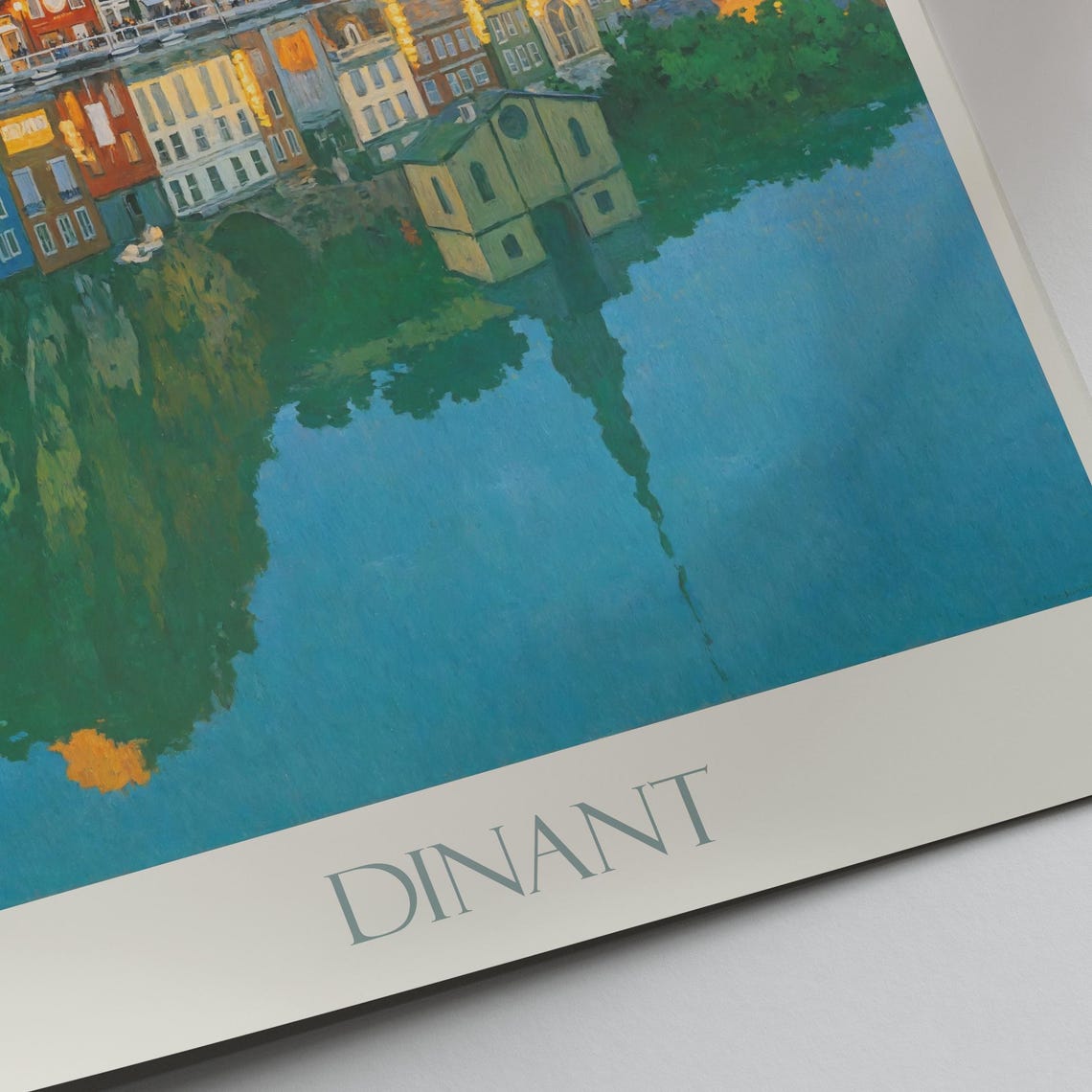 Dinant Belgium Riverside Reflection Church Dusk Travel Poster - Image 3