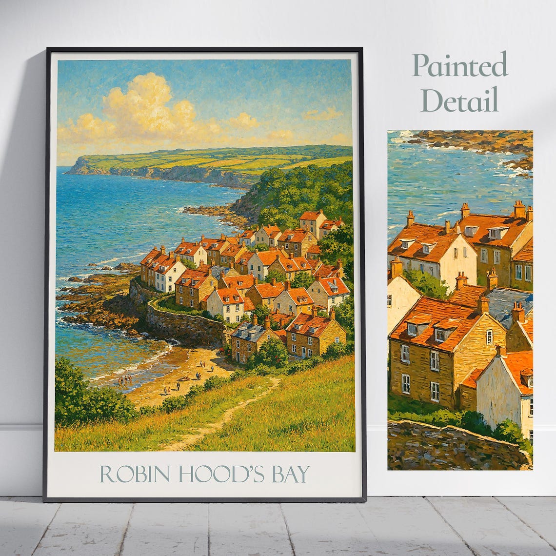 Robin Hood's Bay Yorkshire Fishing Village Painted Travel Poster