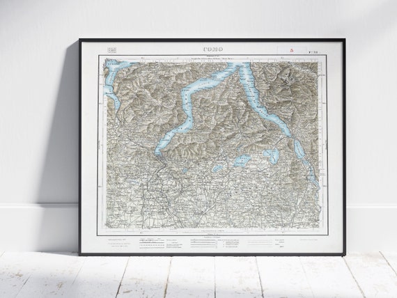 Lake Como Italy Vintage Style Map Print Poster Wall Art Decor