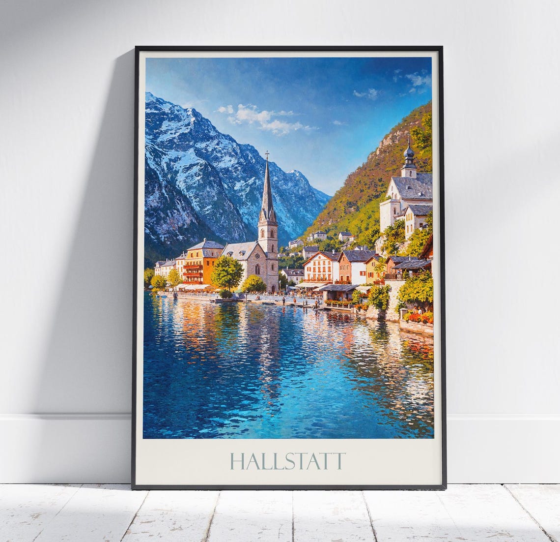 Hallstatt Austria Lakeside Village Alpine Peaks Travel Poster