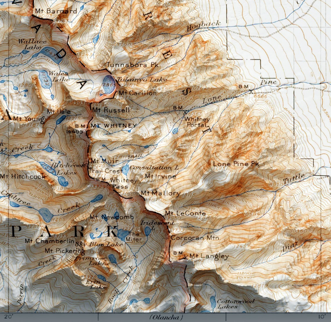 Mount Whitney California Vintage USGS Shaded Relief Map Poster - Image 3
