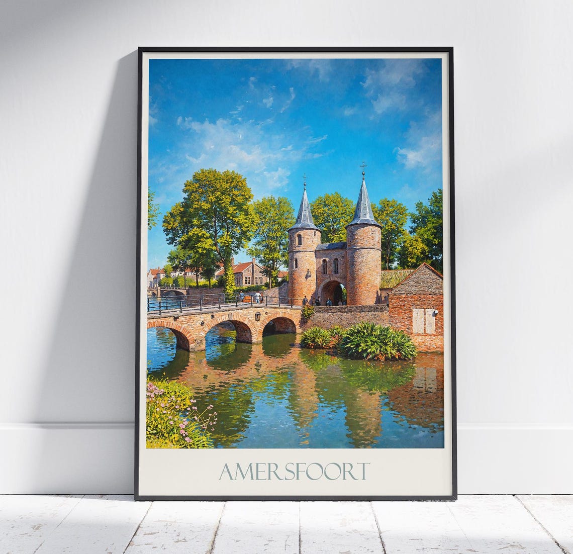 Amersfoort Netherlands Koppelpoort Gate Canal Bridge Travel Poster