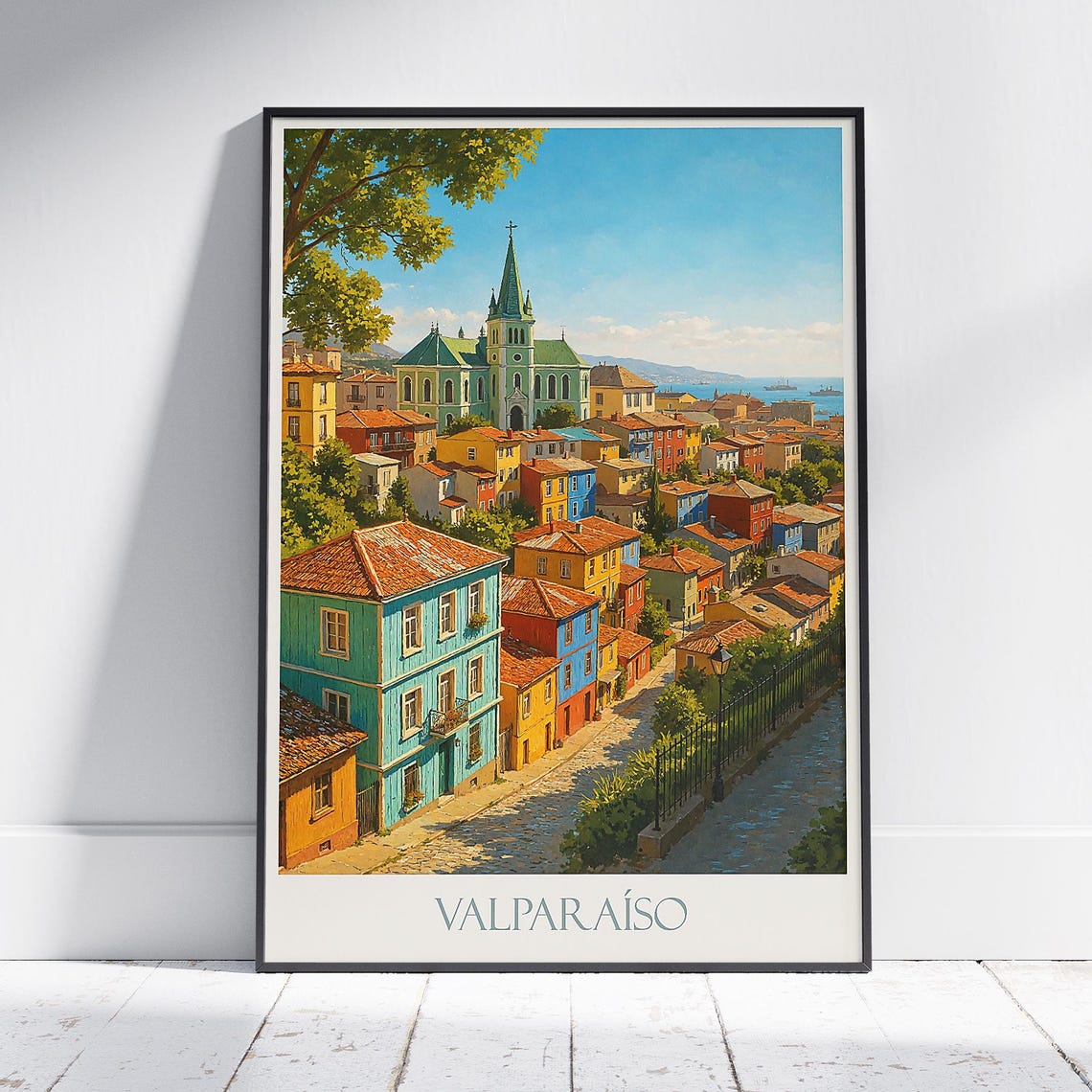 Valparaiso Chile Colorful Hillside Houses City Travel Wall Poster