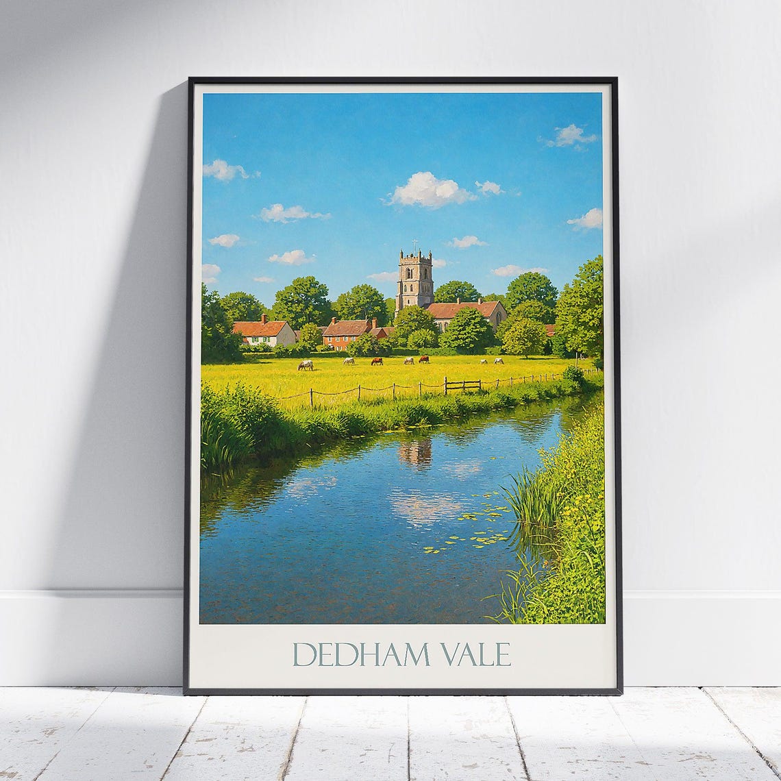 Dedham Vale England River Church And Meadow Countryside Poster