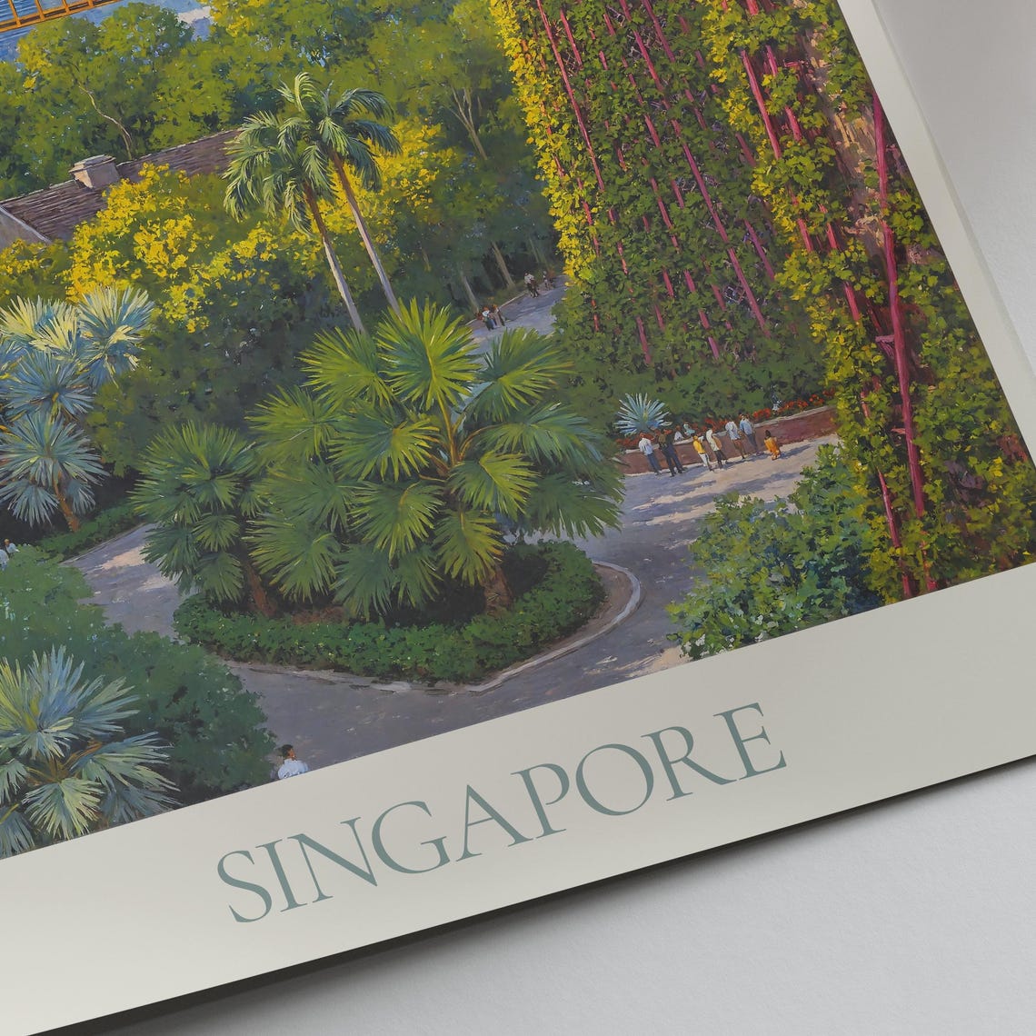 Singapore Gardens by the Bay Supertrees Painted Travel Poster - Image 2