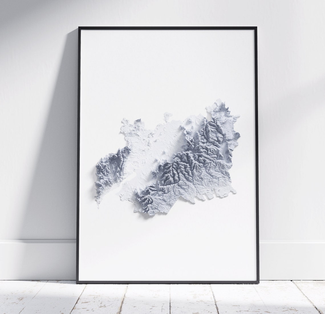 Gloucestershire Minimalist Topographic Shaded Relief Map Art Poster