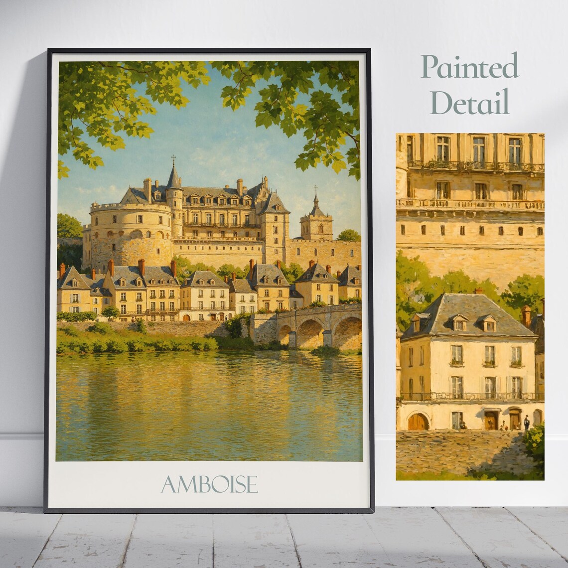 Amboise France Loire Riverside Castle Travel Poster Painting
