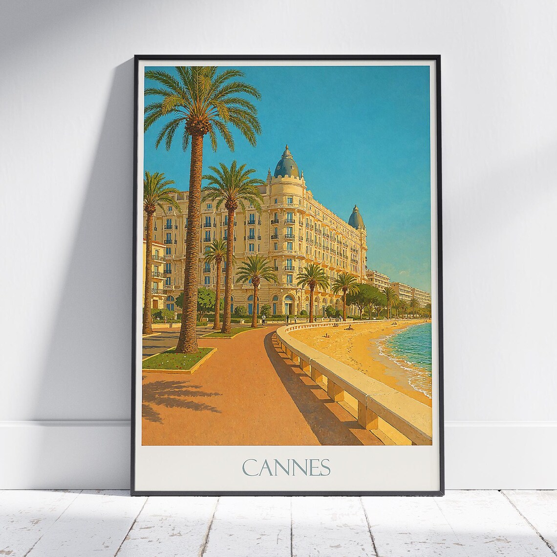 Cannes France Riviera Palm Beach Grand Hotel Vintage Travel Poster