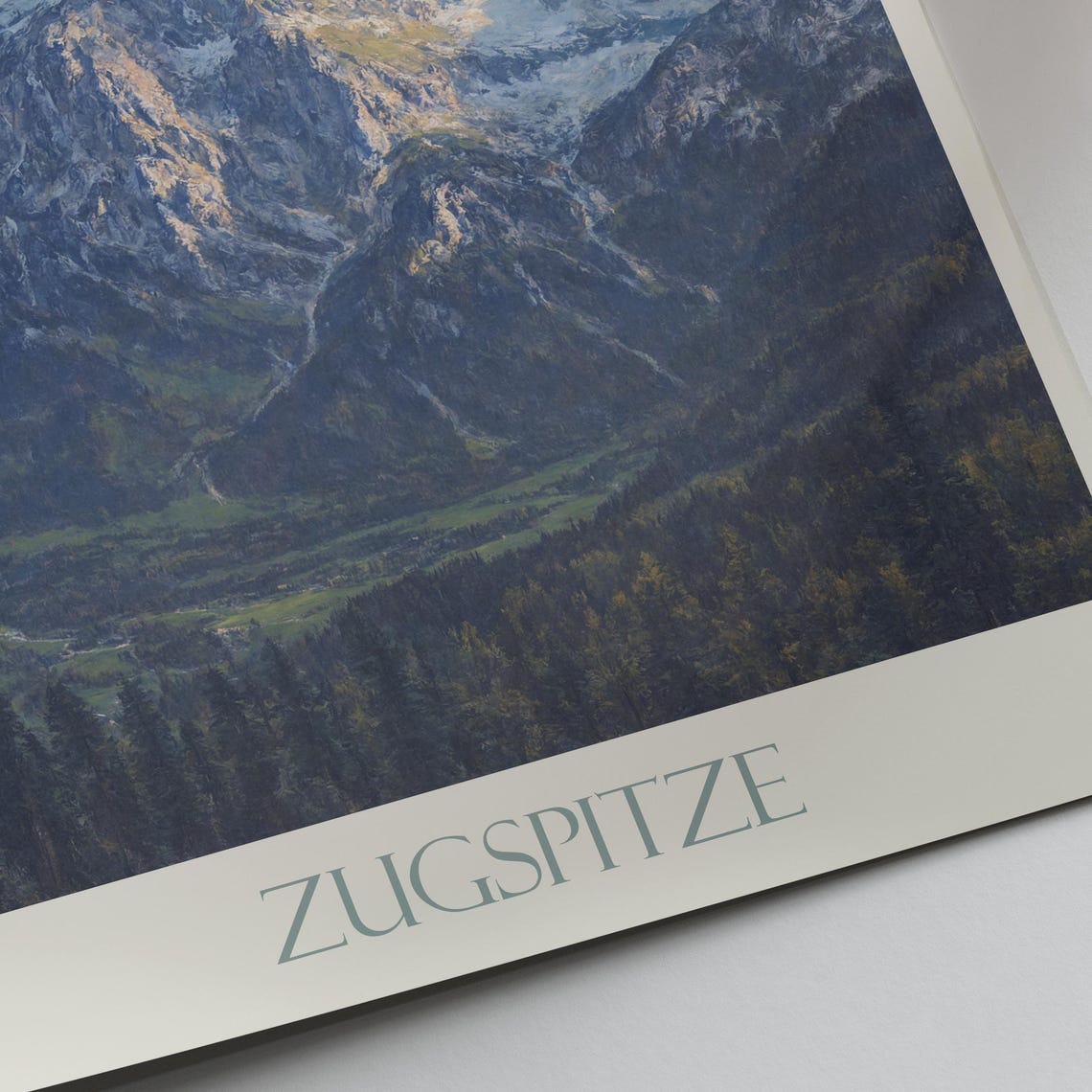 Zugspitze Germany Snowy Alpine Peaks Mountain Valley Travel Poster - Image 2