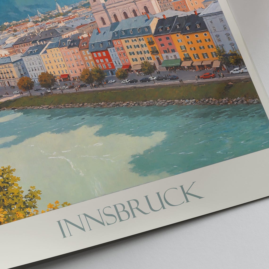 Innsbruck Austria Old Town River Alps Mountain View Painted Poster - Image 2