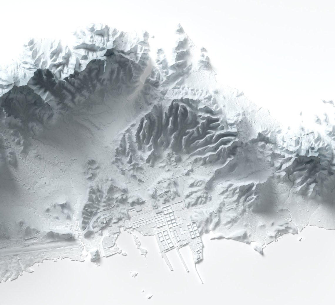 US Virgin Islands Minimalist Shaded Relief Topographic Map Art Print - Image 2
