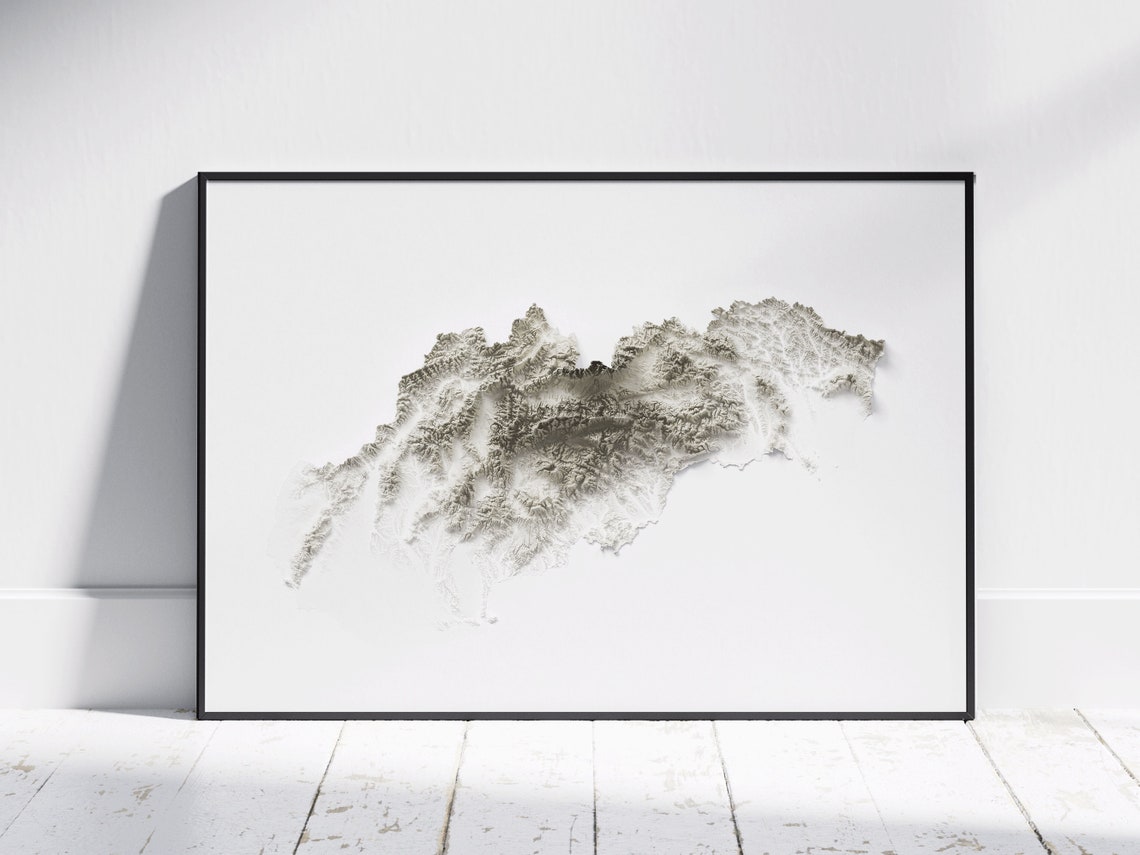 Slovakia Minimalist Topographic Shaded Relief Map Wall Decor Poster