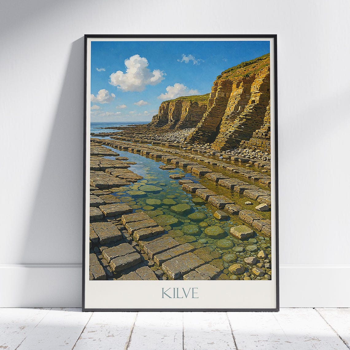Kilve Beach Somerset Rocky Shore Tide Pools Coastal Travel Poster